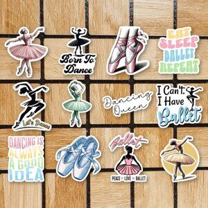 Ballet Stickers Pack of 12 Vinyl Stickers - Waterproof Die Cut Sticker Set